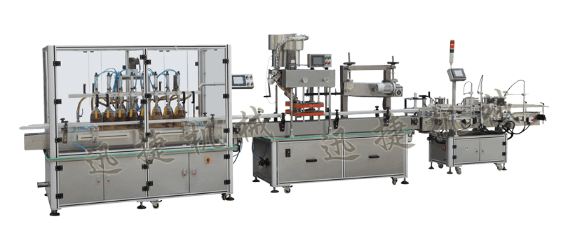 灌裝機(jī)+全自動(dòng)封蓋機(jī)（自動(dòng)理蓋，自動(dòng)扣蓋，自動(dòng)旋壓蓋）+貼標(biāo)機(jī)